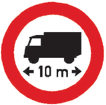Zákaz vjezdu vozidel nebo souprav, jejichž délka přesahuje vyznačenou mez