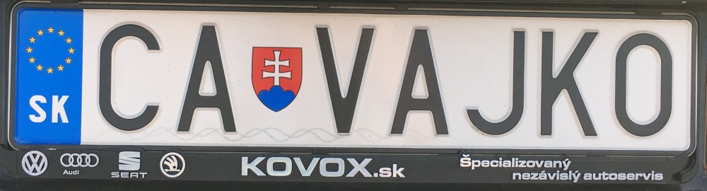 Slovenská registrační značka na přání, foto: vlastní