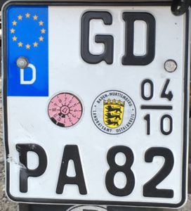 Registrační značka Německo - GD (Schwäbisch Gmünd) - Ostalbkreis - sezónní (duben - říjen), foto: vlastní
