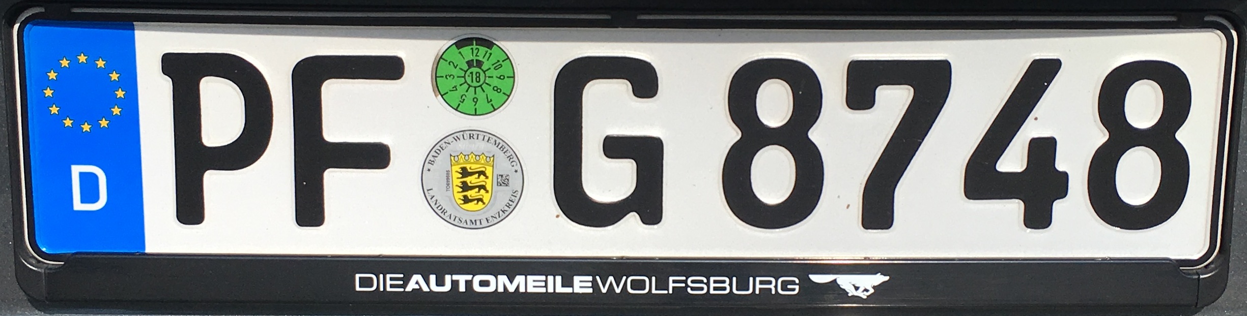 Registrační značka Německo - PF - Pforzheim + Enzkreis, foto: vlastní