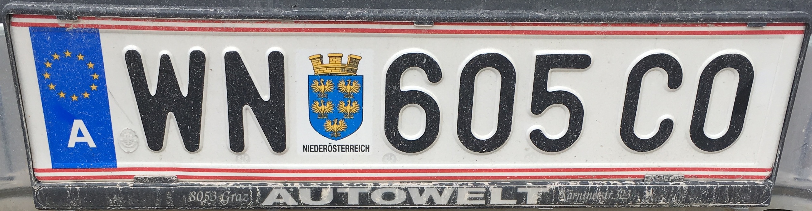 Registrační značka Rakousko - WN - Wiener Neustadt-město, foto: vlastní