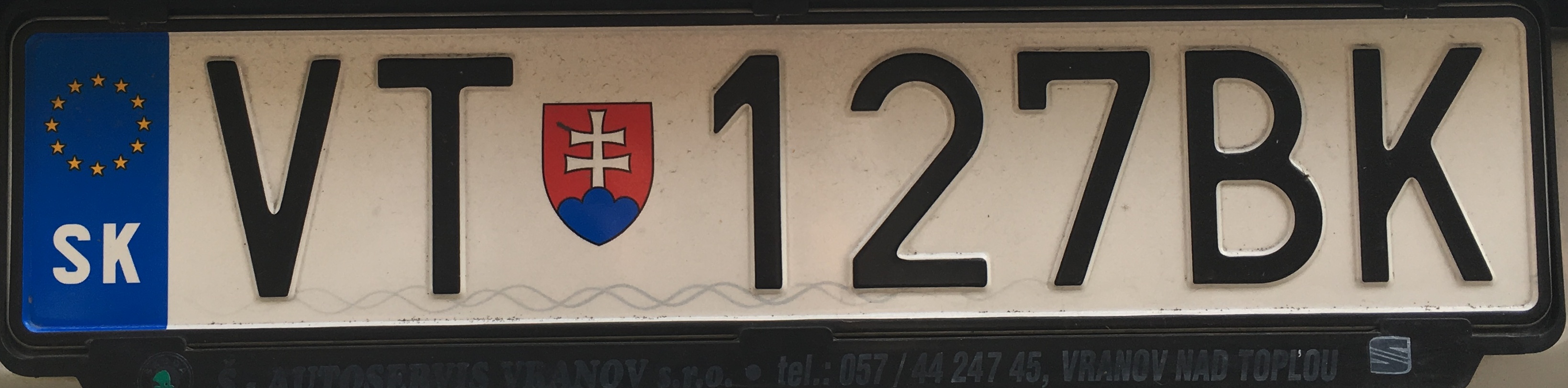 Registrační značka Slovensko - VT - Vranov nad Topľou, foto: www.podalnici.cz