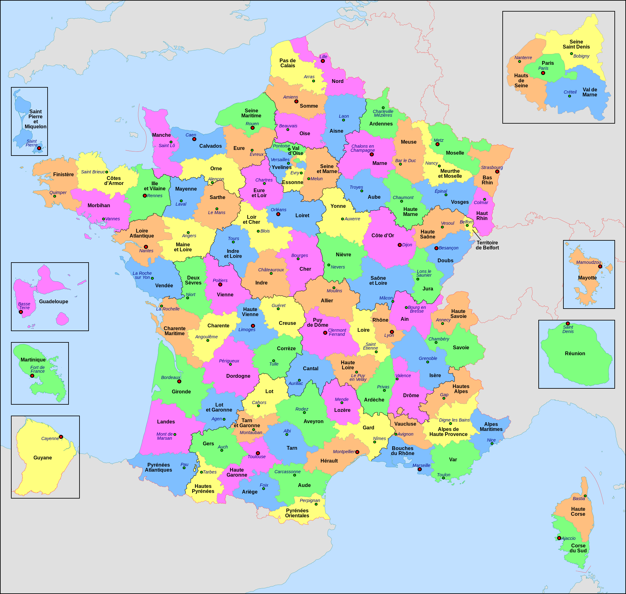 Mapa francouzských départementů