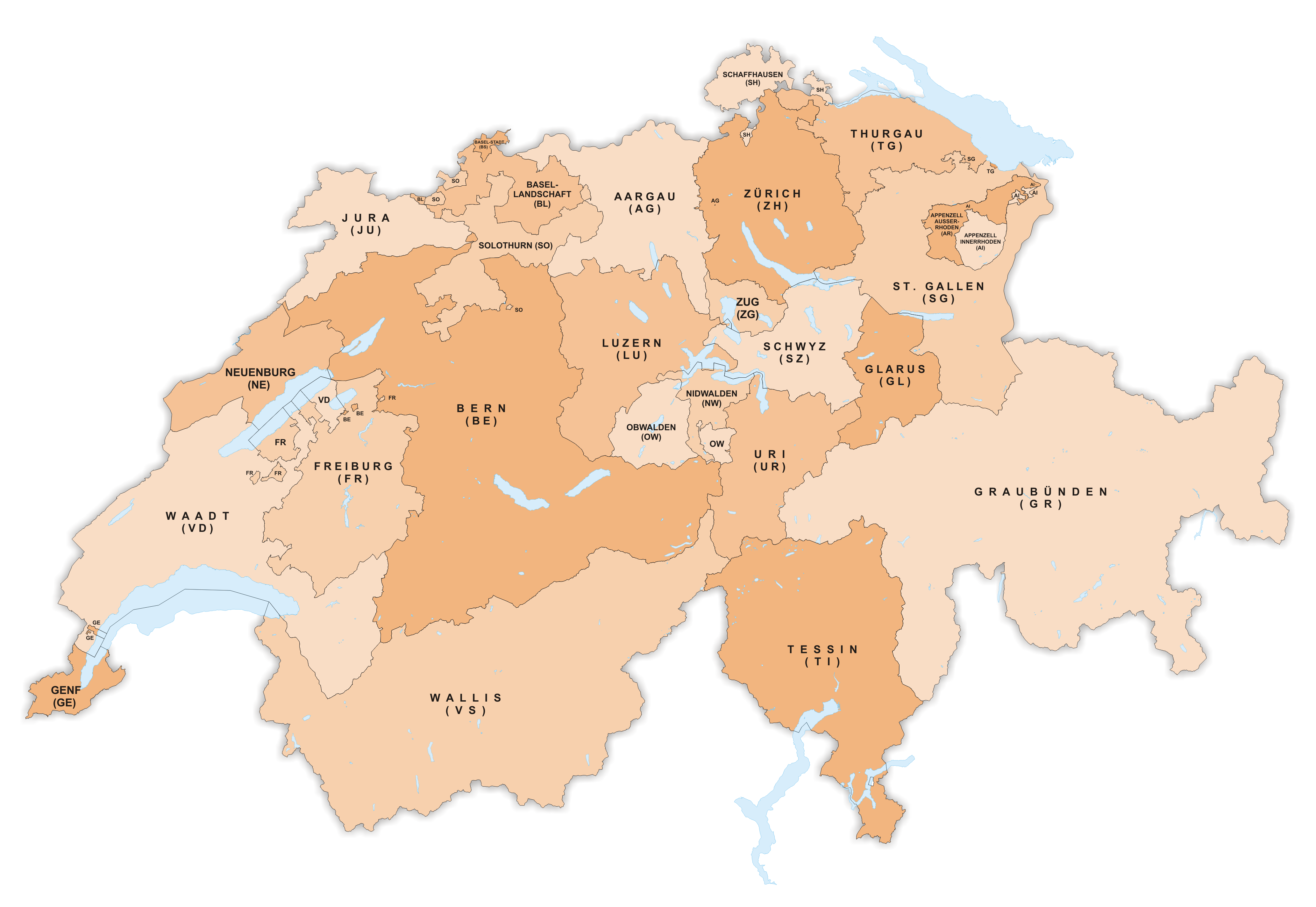 Mapa švýcarských kantonů