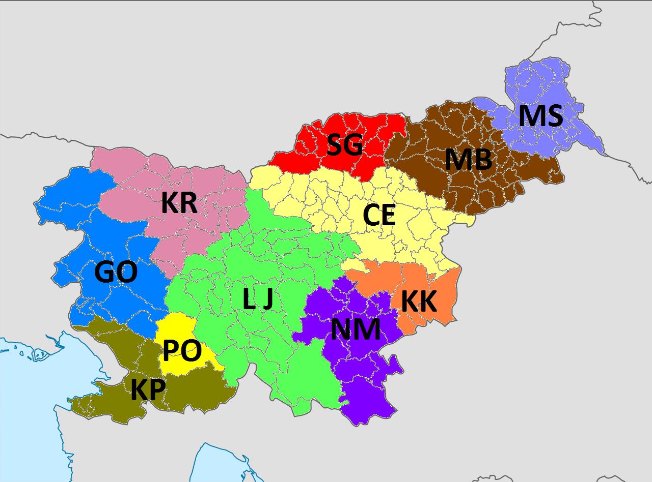 Seznam regionálních kódů registračních značek ve Slovinsku