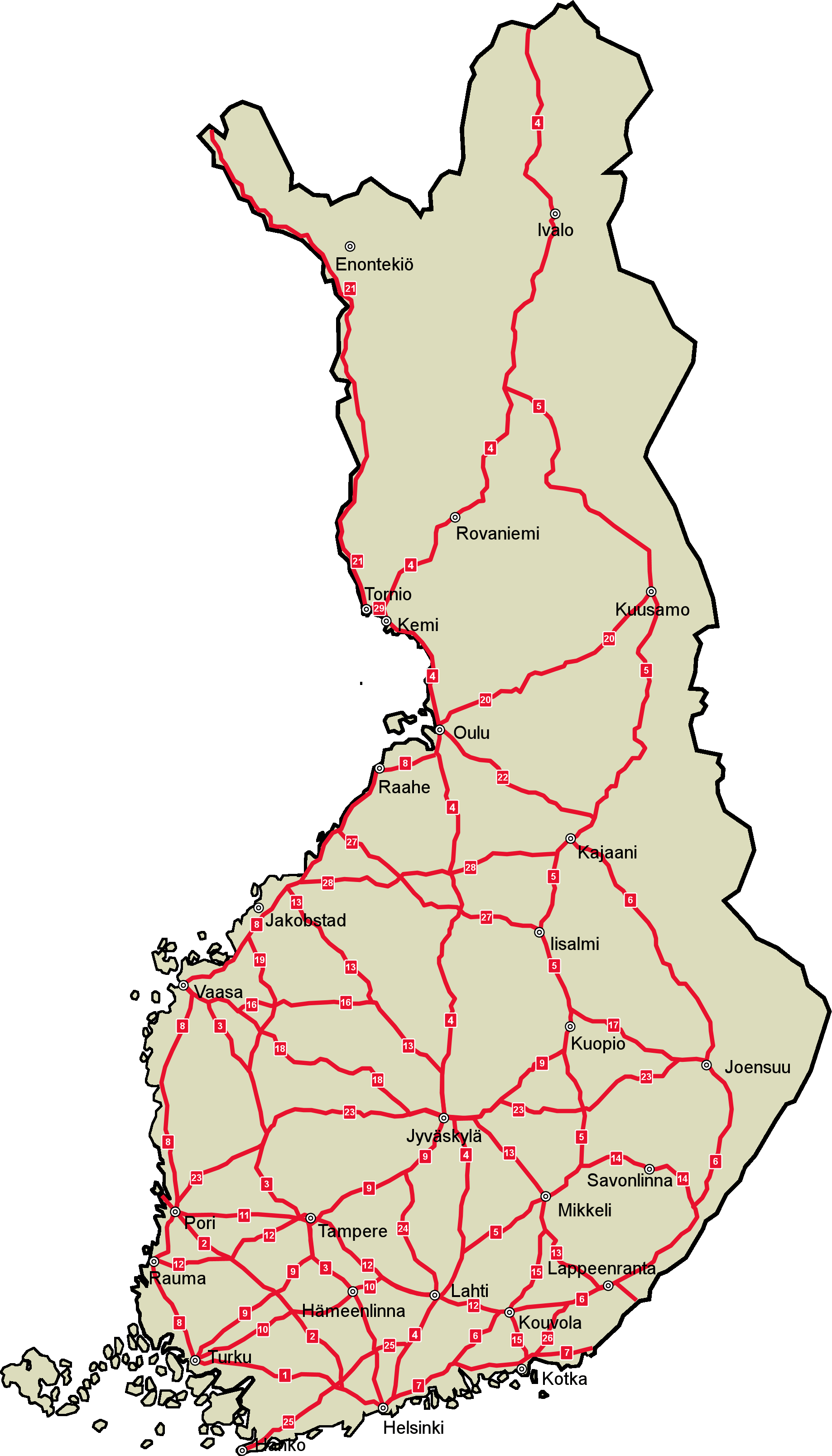 Dálniční síť ve Finsku