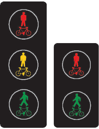 Tříbarevná soustava se signály pro chodce a cyklisty