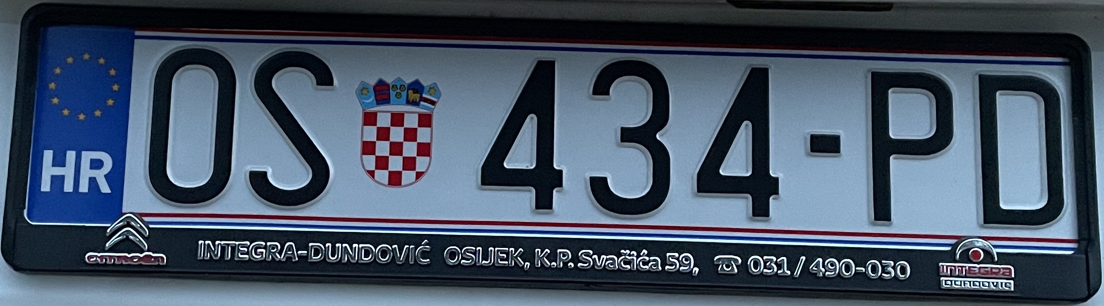 Registrační značka Chorvatsko - OS - Osijek, foto: www.podalnici.cz